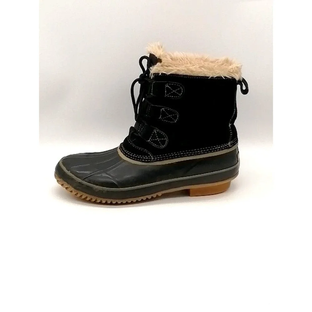 Khombu Boots Womens Blaire Black 9 Winter Shoe Steel Shank Suede Sherpa Lining